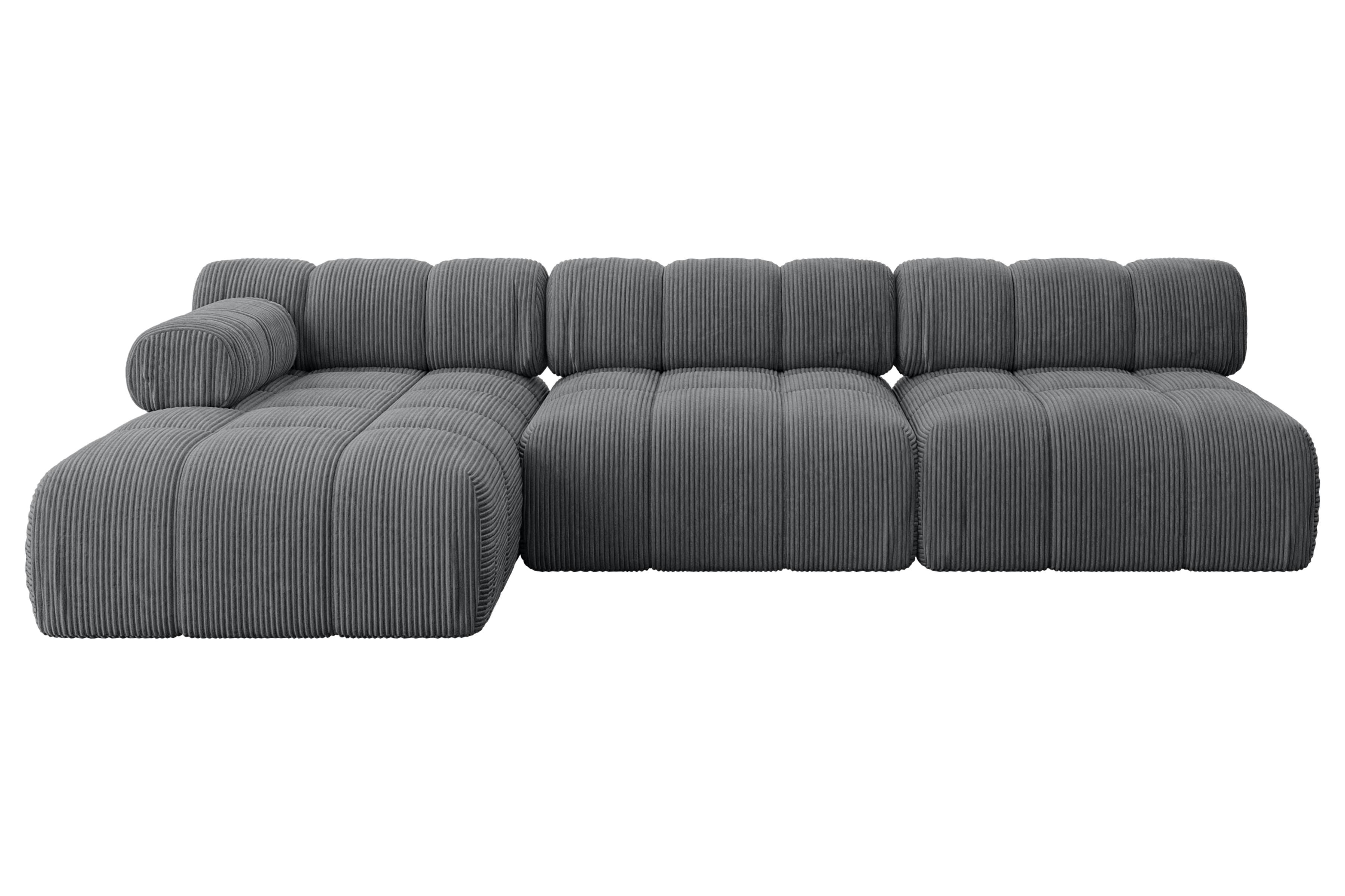 ECKSOFA modulares Sofa Razon-L2 - 285x160x70 cm Dunkelgrau Cord - Dunkelgrau, Holzwerkstoff/Textil (285/160cm) - ALTDECOR