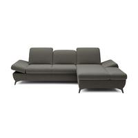 ECKSOFA FELICE R-S Grau Geflochtener Stoff mit Schlaffunktion - Grau, Holz (284/166cm) - MASSENO