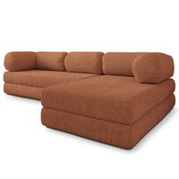 ECKSOFA KELI modulares Boneless Sofa mit Schlaffunktion Orange Boucle-Stoff - Orange, Textil (270/160cm) - MASSENO