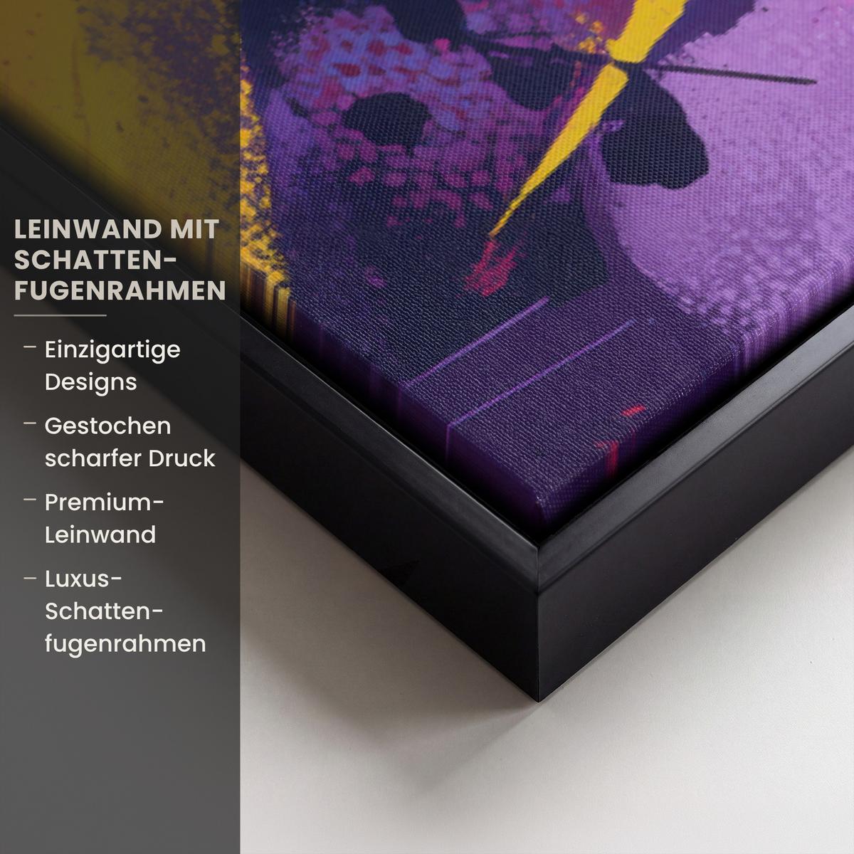 LEINWAND Bilder mit Rahmen - Abstrakt - Formen - Farbenfroh - 90x60 - Magenta, Textil (90/60cm) - MuchoWow