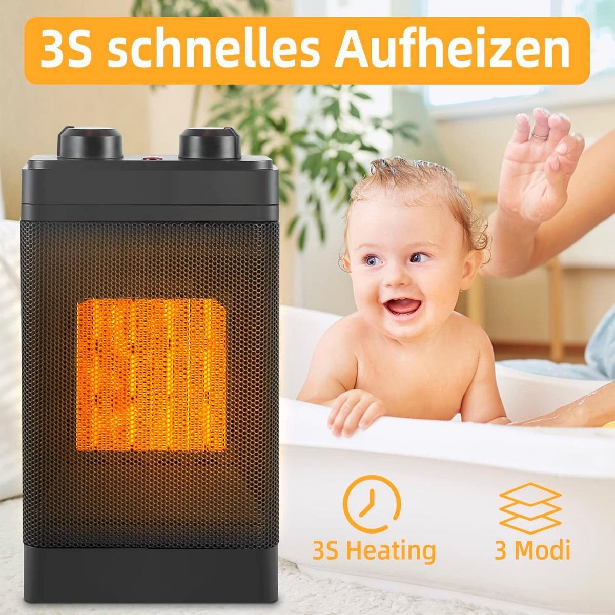 HEIZUNGSLÜFTER Wärmeaura - Schwarz, Kunststoff (10/25.6/15cm) - Nettlife
