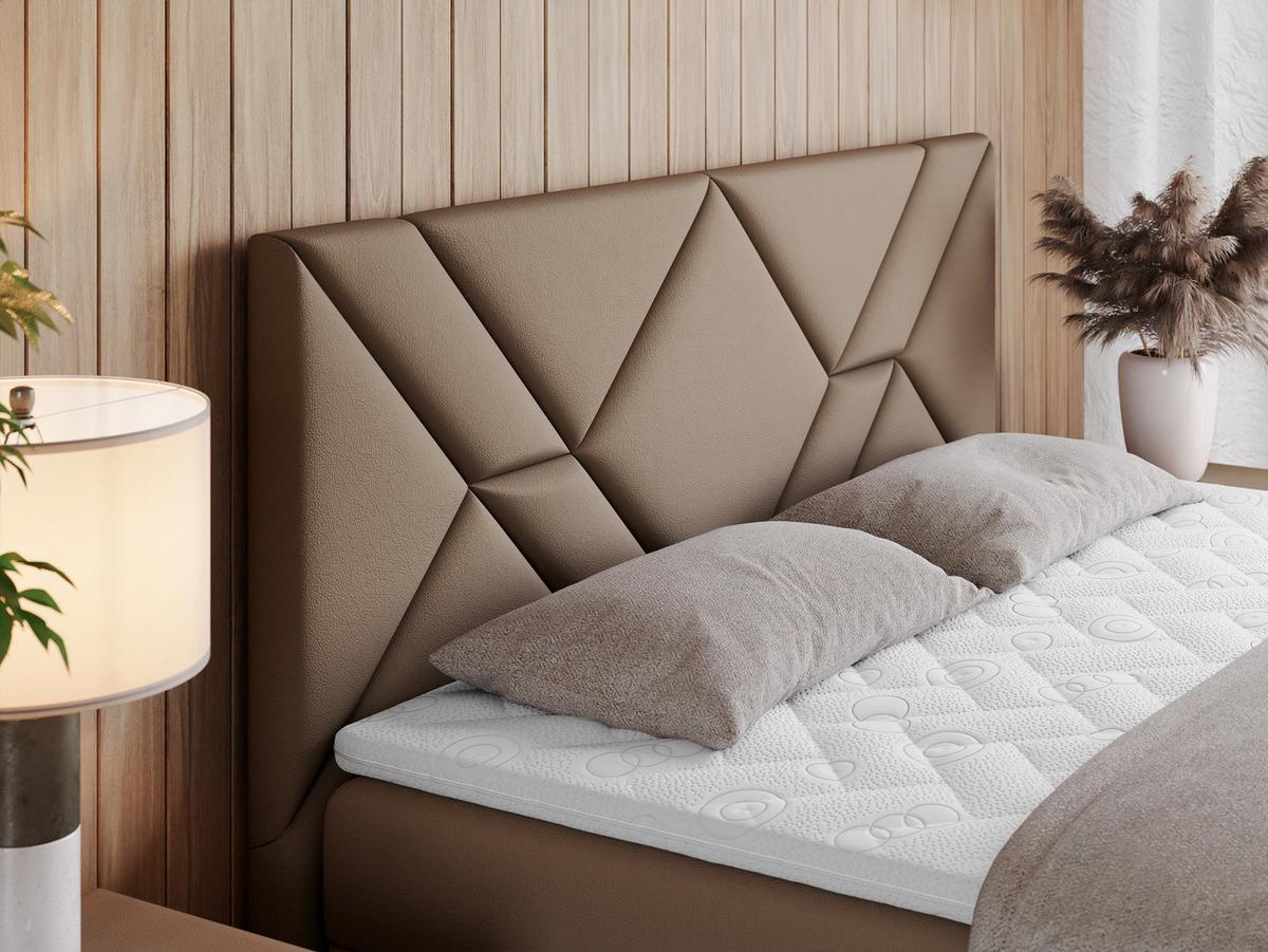 BOXBETT NEOMI 200/200 - Braun Kunstleder - H3 - Visco - Braun, Holz/Textil (200/200cm)