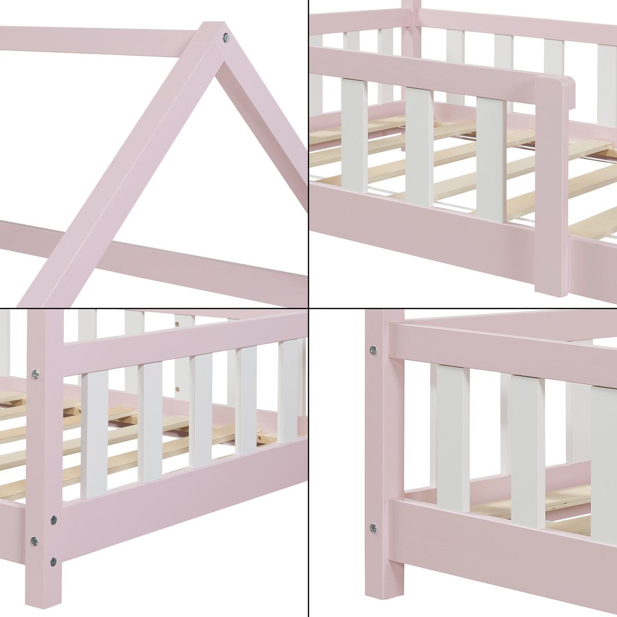 HAUSBETT Hesel - Pink, Holz (90/200cm) - [en.casa]