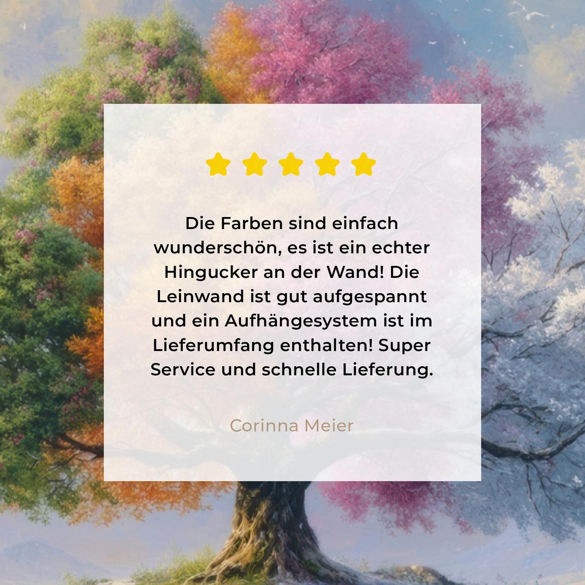 LEINWANDBILD Baum - Jahreszeiten - Winter - Landschaft Deko Groß 90x140 cm - Multicolor, Textil (90/140cm) - MuchoWow