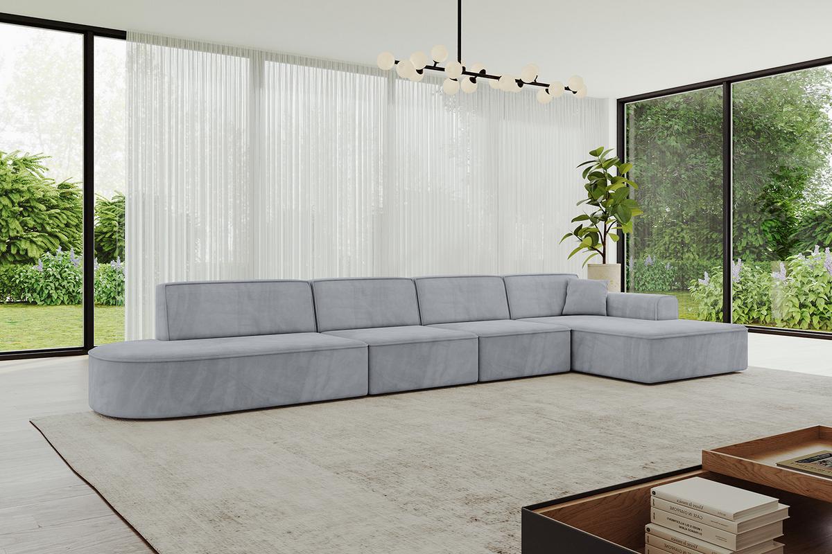 ECKSOFA Ottomane Rechts IREA-L3-v3 - 412x165x77 cm Grau - Titanfarben, Holzwerkstoff/Textil (412/165cm) - ALTDECOR