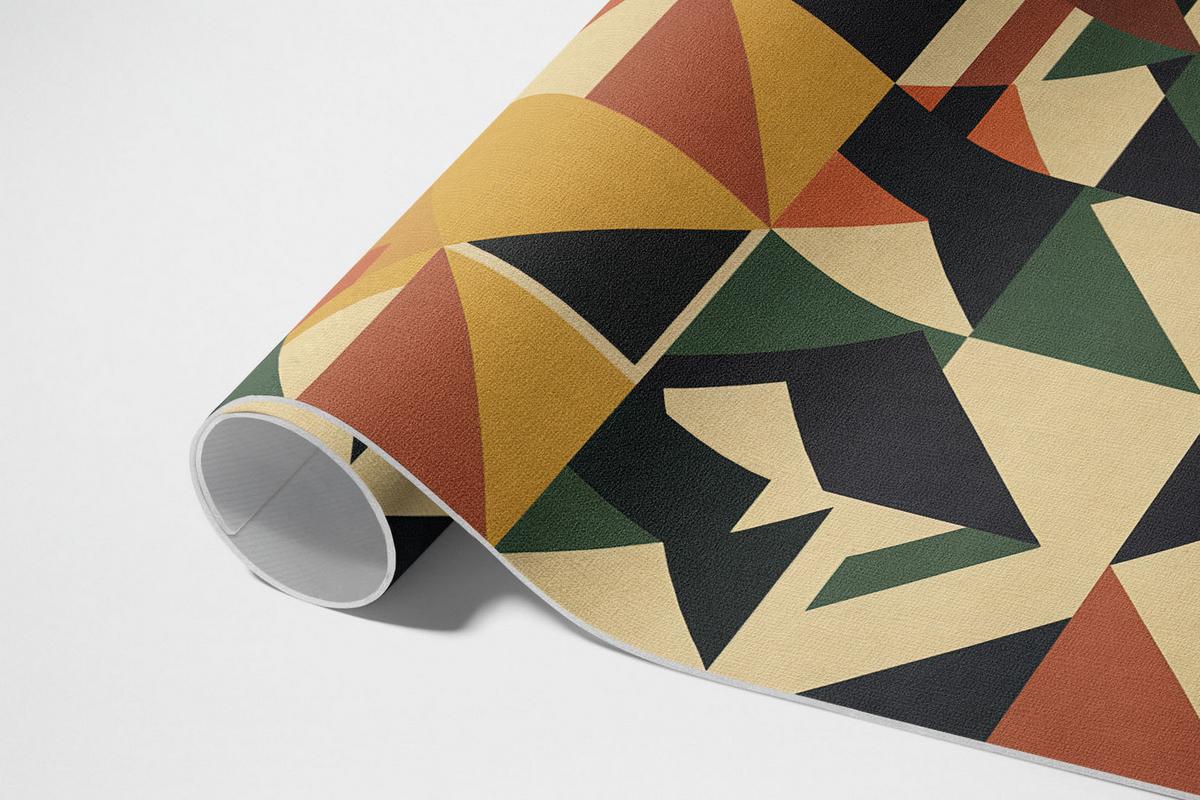 TEPPICH 80x120 cm Pastellgeometrie Bunte Retro Dreiecke & Quadrate - Currygelb, Kunststoff (80/120cm) - Wallfluent