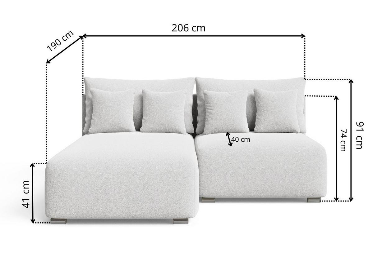 ECKSOFA Ronni Bouclé-Stoff Grau Rechts - Grau, Holz/Textil (206/190cm) - Graingold