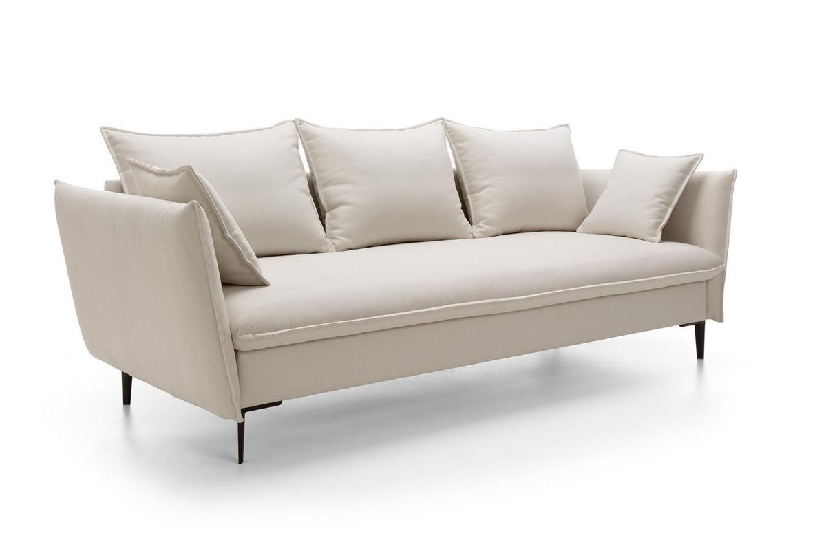 BETTSOFA SOLE Creme Geflochtener Stoff mit Schlaffunktion - Creme, Textil (105/90/237cm) - MASSENO