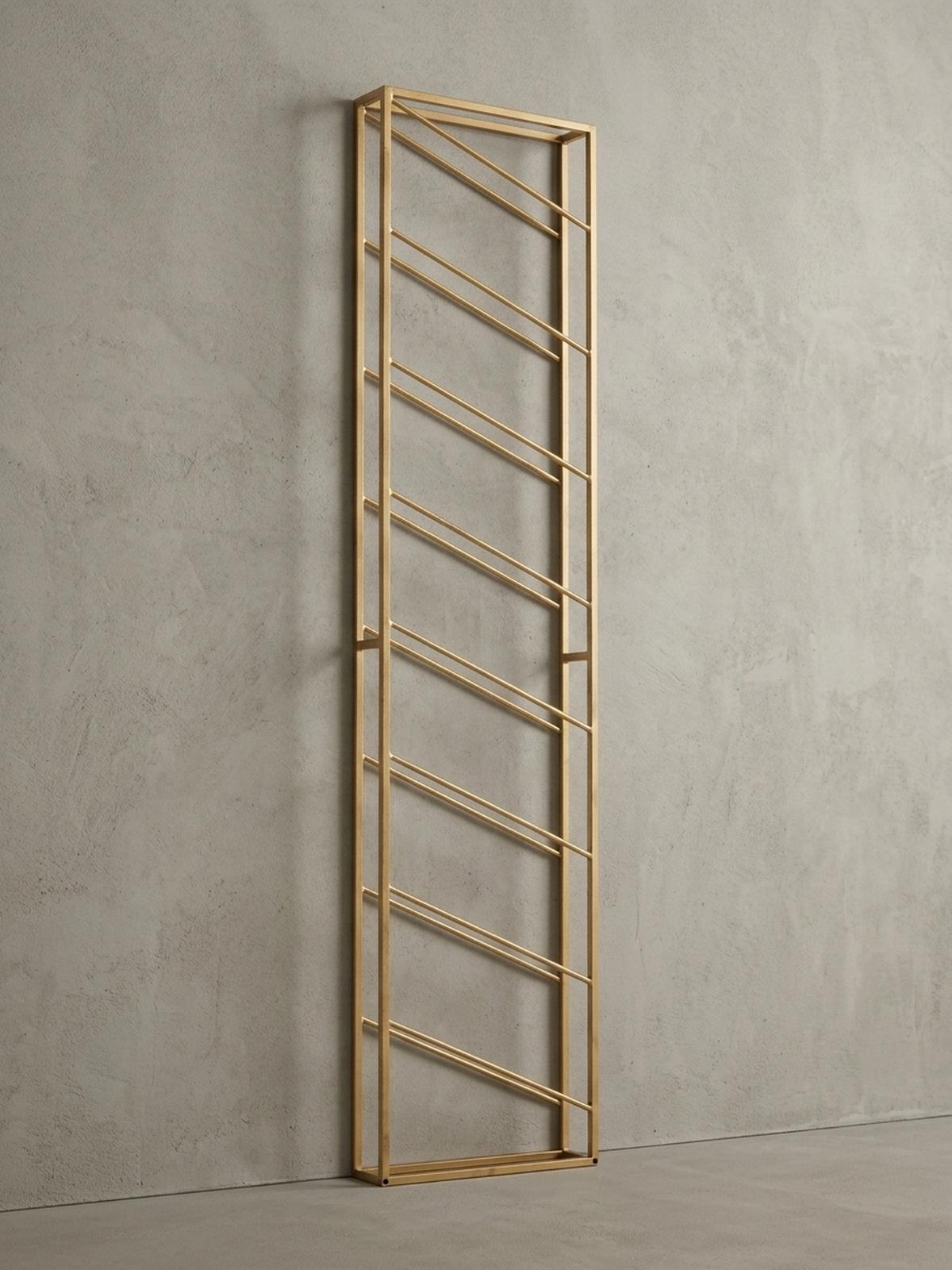 WEINREGAL STILVIN Eisen Pulverbeschichtet Wandmontage Handgefertigt, Gold 36x8x150 cm - Goldfarben, Metall (36/150/8cm) - KADIMA DESIGN