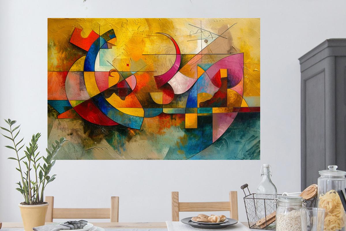 WANDTATTOO Kunst - Abstrakt - Modern Wandsticker 120x80 cm - Gelb, Kunststoff (120/80/0.1cm) - MuchoWow