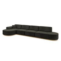 ECKSOFA Ottomane Links MARI-L3-v2 - 413x171x83 cm Schwarz Velours - Schwarz, Holzwerkstoff/Textil (413/171cm) - ALTDECOR
