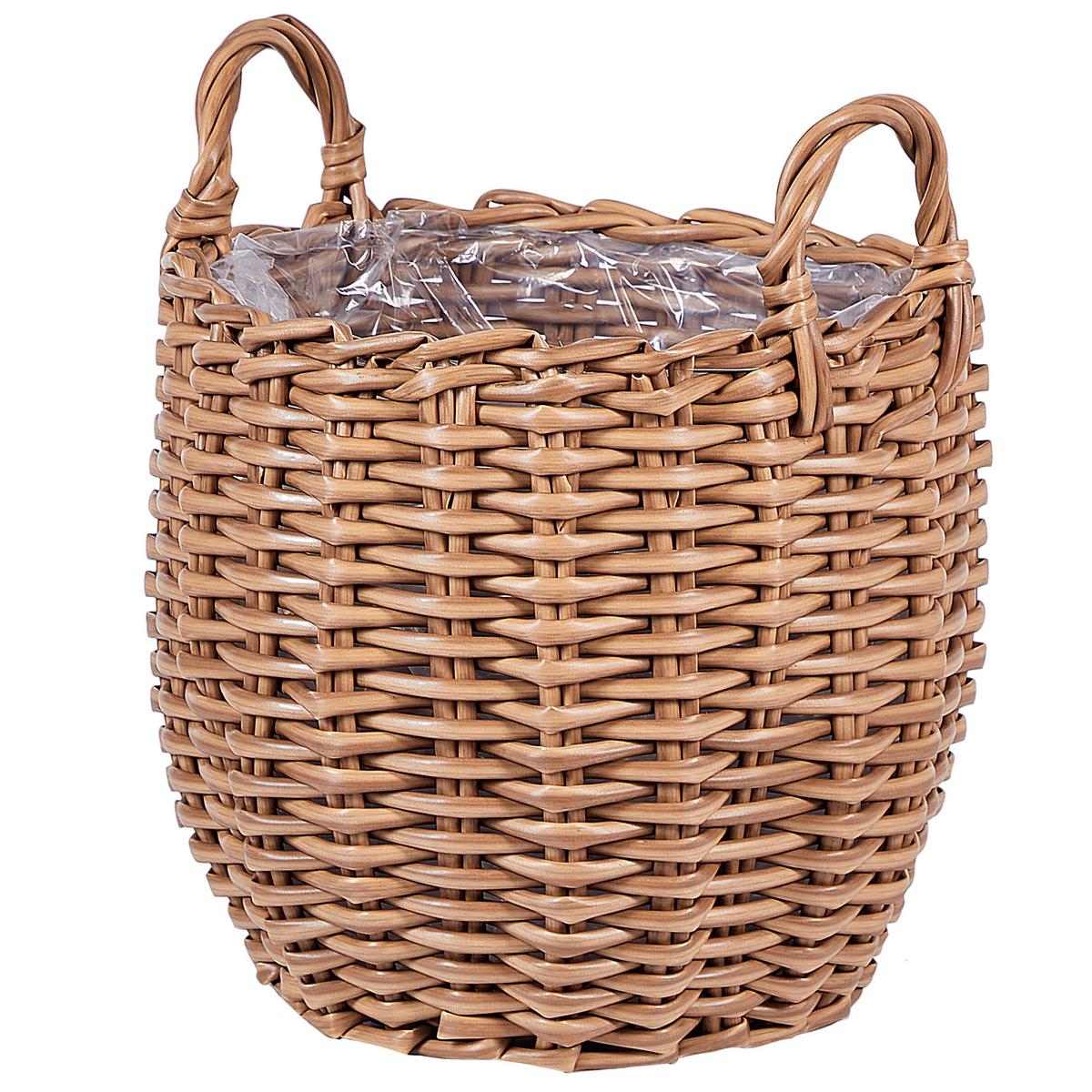 BLUMENKORB Braun Aucuba - Hellbraun, Kunststoff (26cm) - Beliani