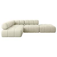 ECKSOFA modulares Sofa Favio-L1 - 285x190x70 cm Beige Velours - Beige, Holzwerkstoff/Textil (285/190cm) - ALTDECOR