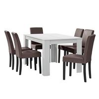 TISCHGRUPPE Forssa - Weiß/Braun, Holz/Holzwerkstoff (140/77/90cm) - [en.casa]