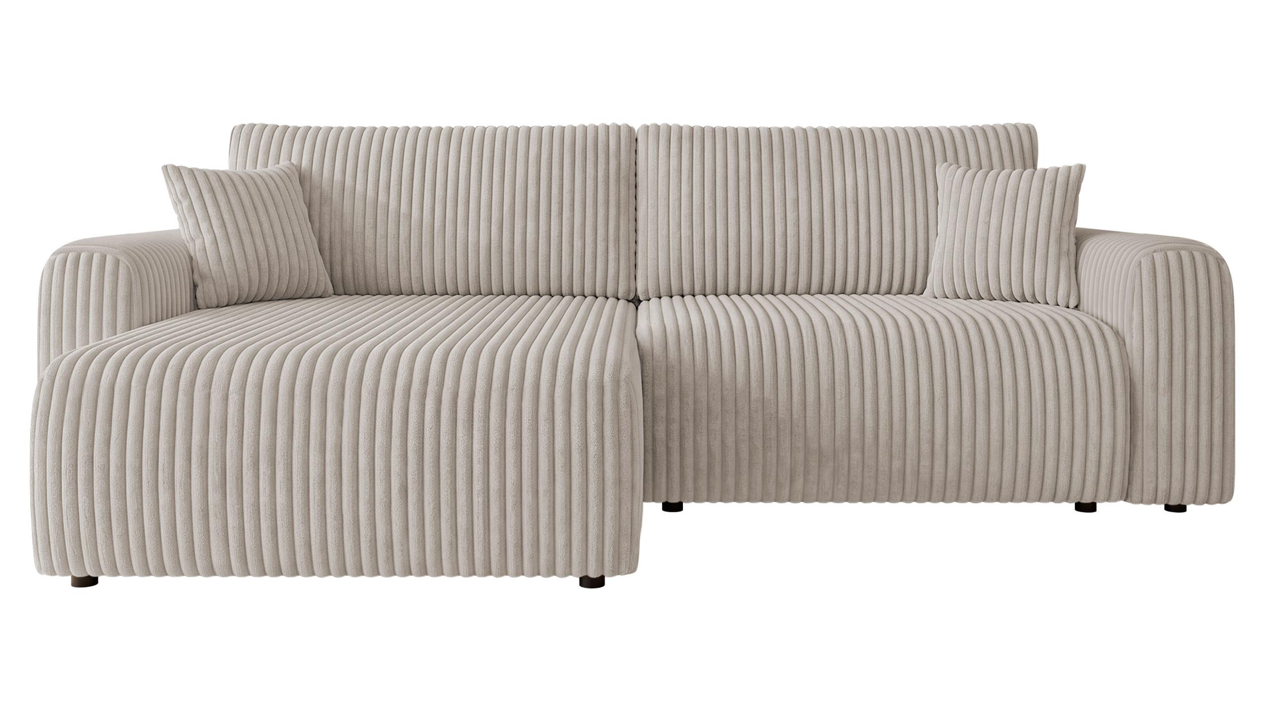 ECKSCHLAFSOFA Floryn L Cord Bis - Schwarz/Naturfarben, Holz/Kunststoff (245/145cm) - MIRJAN24
