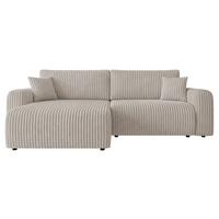 ECKSCHLAFSOFA Floryn L Cord Bis - Schwarz/Naturfarben, Holz/Kunststoff (245/145cm) - MIRJAN24