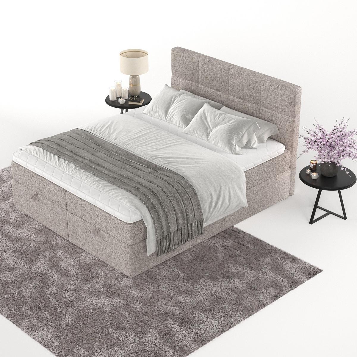 BOXBETT Velto 160/200 cm Beige im Neve Stoff - Beige/Schwarz, Holz/Holzwerkstoff (160/200cm) - AltaBeds