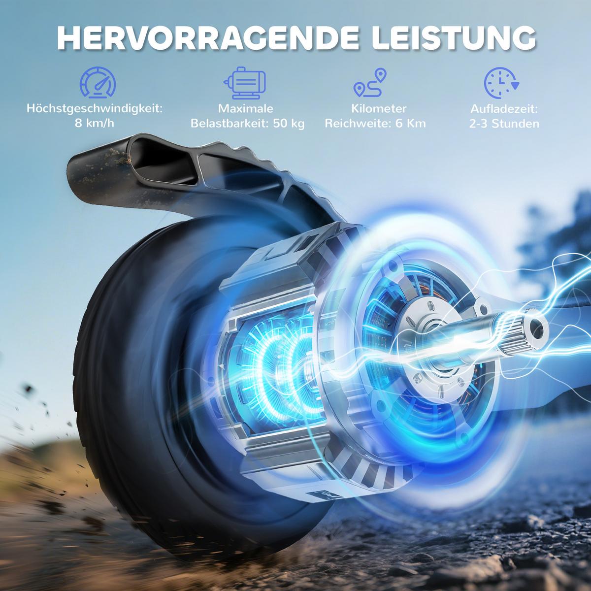 E-SCOOTER höhenverstellbarer Elektroroller bis 50kg ab 6 Jahren - Schwarz, Metall (95cm) - HOMCOM