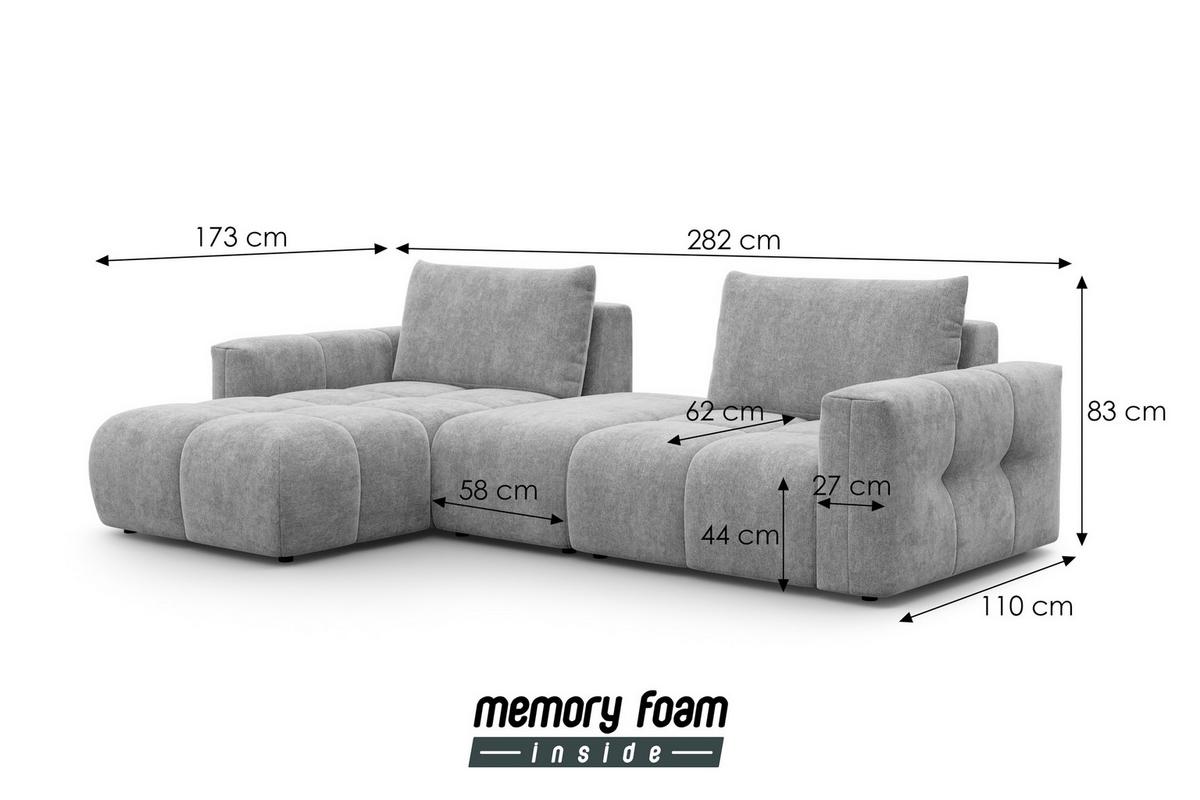 ECKSOFA VERONA 4-Sitzer LINKS, Khaki - Schwarz/Grün, Holz/Textil (282/173cm) - Courtois Laville