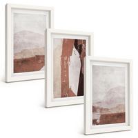BILDER SET 3er Set - 20x30 cm Weißer Rahmen - Braun-beige abstrakte Muster - Weiß, Kunststoff (20/30cm) - TULUP