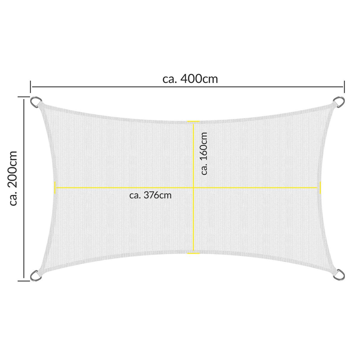 SONNENSEGEL SolVision HS9 200/400 cm rechteckig Weiß HDPE - Weiß, Kunststoff (400/200cm) - Sol Royal