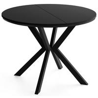 ESSTISCH Valio rund oval ausziehbar verlängerbar mit schwarzen Metallbeinen, Schwarz 100-140/100/76 cm - Schwarz, Holzwerkstoff/Metall (100/140/76cm) - WFL GROUP