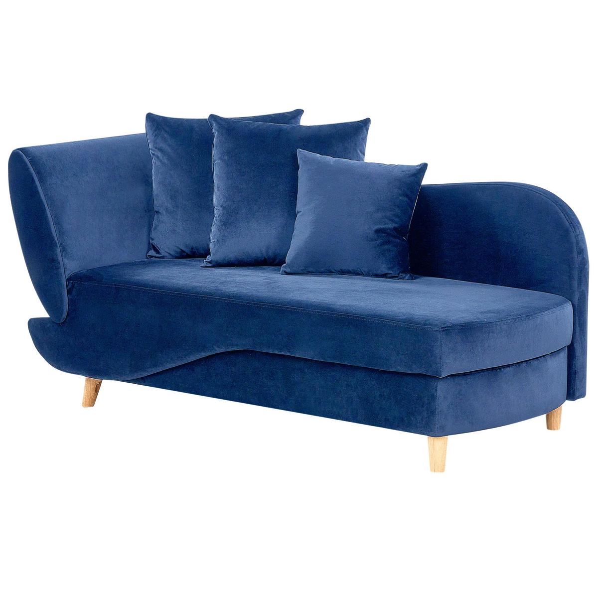 CHAISELONGUE-LINKSSEITIGE Blau Meri - Braun/Hellblau, Textil (155/76/69cm) - Beliani