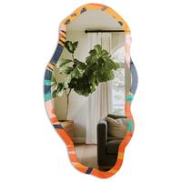 SPIEGEL 90x45 cm asymmetrisch mit Druck - Farbenfrohe Abstraktion - Transparent, Glas (45/90/0.4cm) - TULUP