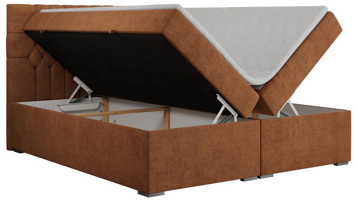 BOXBETT PERA 200/200 Orange Struktur - H4 - Orange, Holz/Textil (200/200cm) - MKS