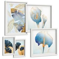 BILDER SET 5er Set - 50x50 cm & 20x30 cm & 40x60 cm Weißer Rahmen - Zitronenweinporträt Kahlo - Weiß, Kunststoff (40/60cm) - TULUP
