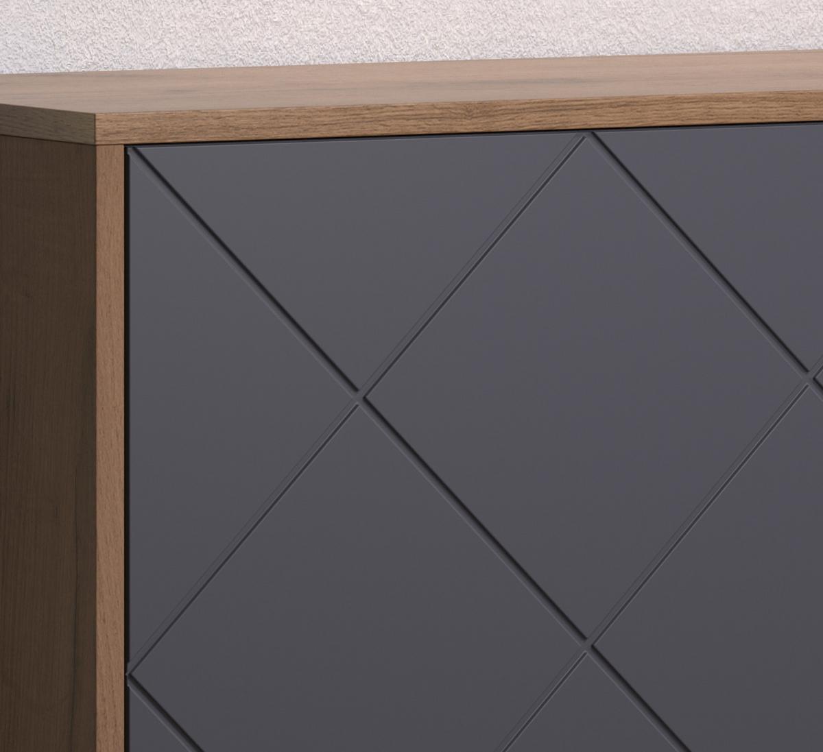 TV-LOWBOARD Graphite grau, Eiche Kraft Gold 186 x 56 cm, TV Unterteil mit Soft-Close - Eichefarben/Schwarz, Holzwerkstoff/Kunststoff (186/56/40cm) - Top.Furn