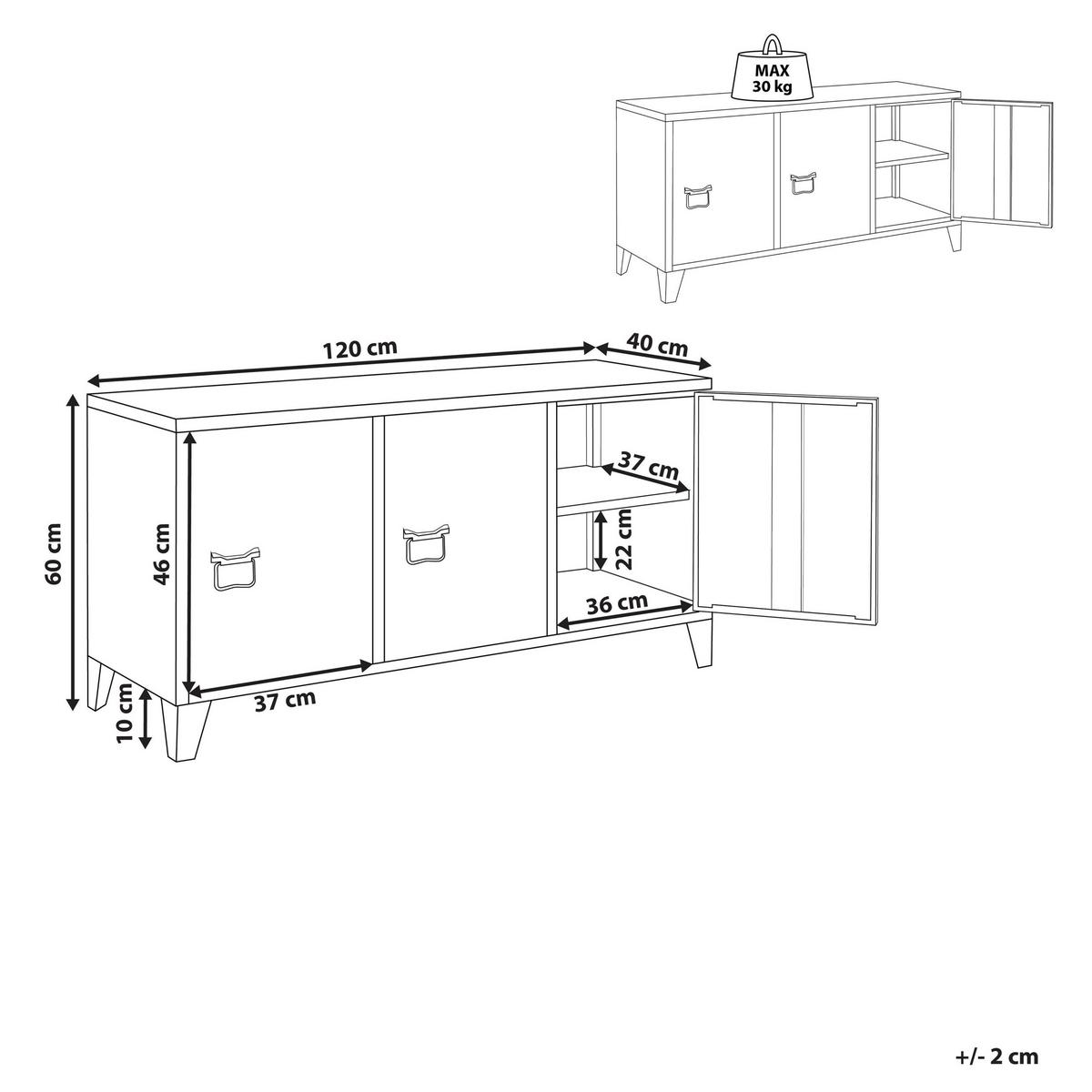 BÜROSCHRANK Metall Beige Cardiff - Beige, Metall (120/60/40cm) - Beliani