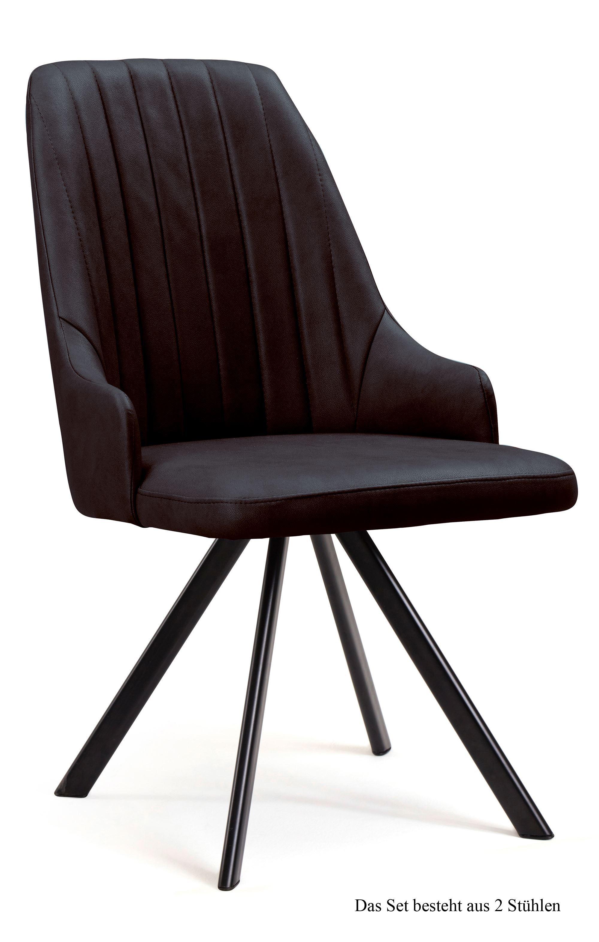 ESSZIMMERSTUHL drehbar (2er-Set) Devyn 52x91x60 Schwarz/Espresso - Dunkelbraun/Schwarz, Kunststoff (60/91/52cm) - 58aufmkessel