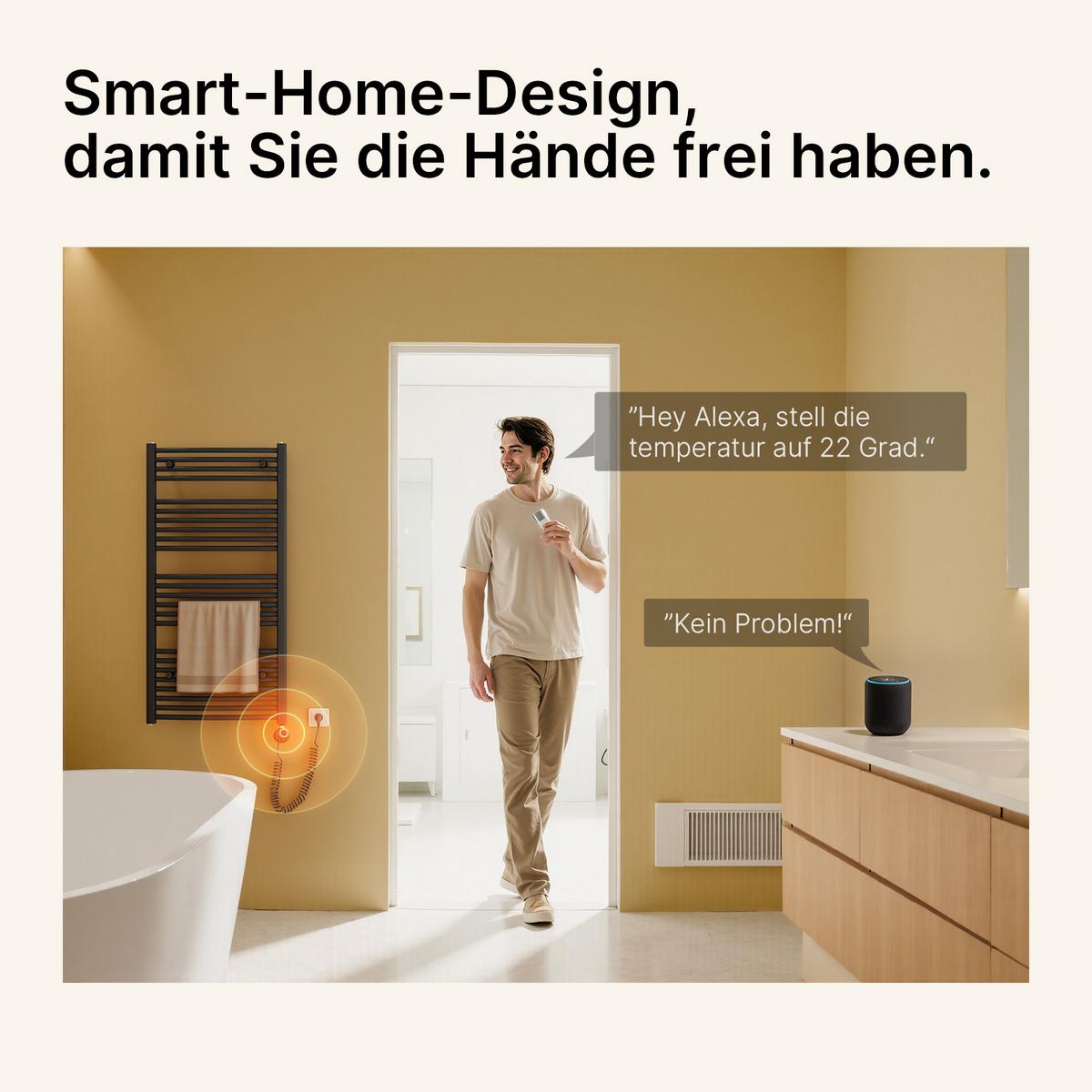 HEIZSTAB mit Thermostat Anthrazit 900W 83/6,9/6,2 cm cm - Anthrazit, Metall (7/83/6cm) - EMKE