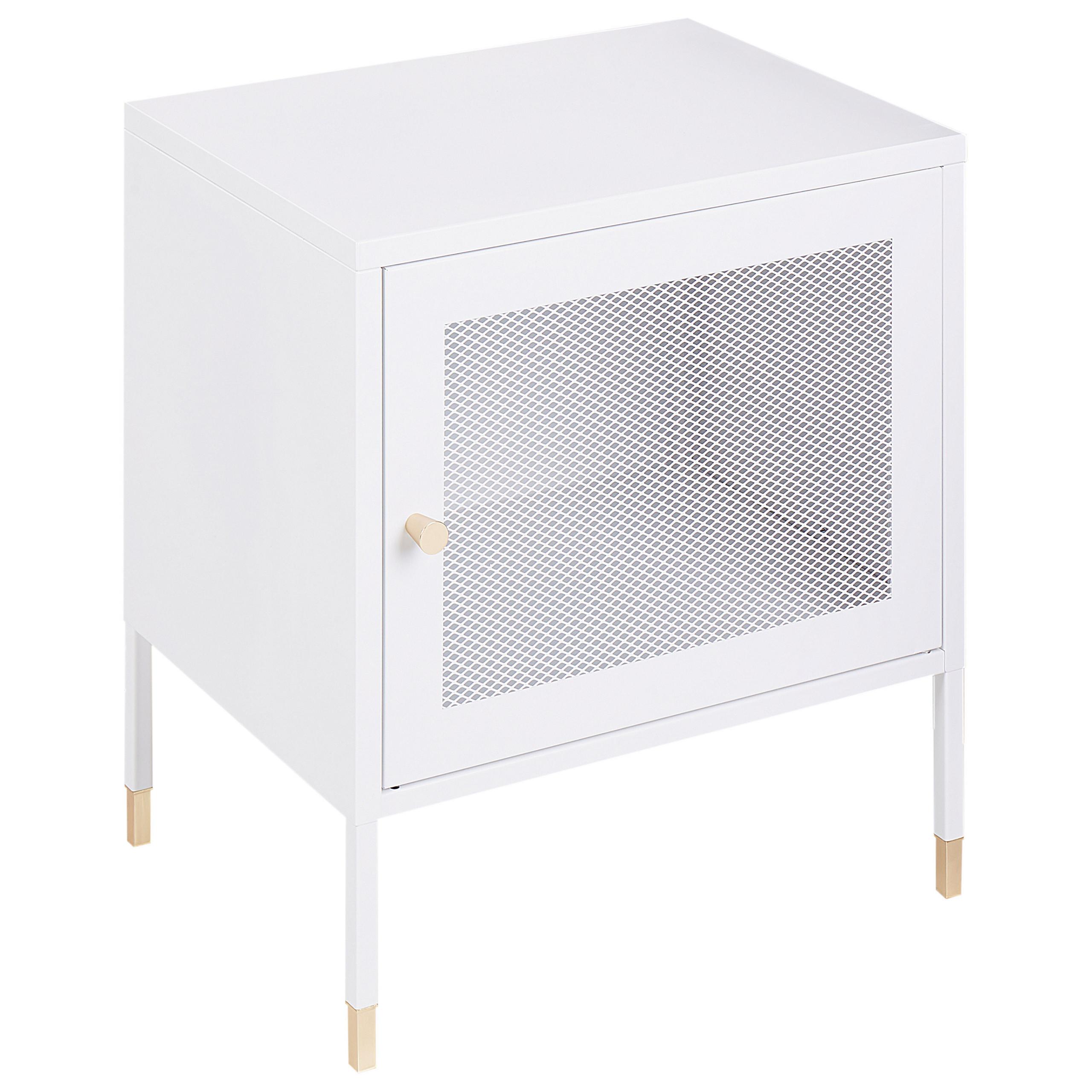 NACHTTISCH Metall weiß 45/35/51 cm Ossett - Weiß, Metall (45/51/35cm) - Beliani