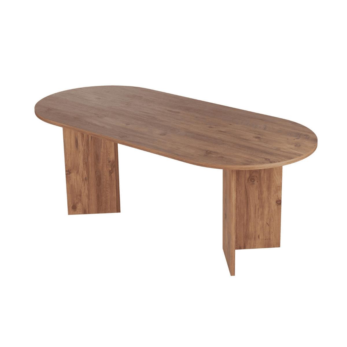 ESSTISCH mit ovaler Tischplatte L200 cm 90/200/75 cm - Kieferfarben, Holzwerkstoff (96/90/75cm) - Calicosy