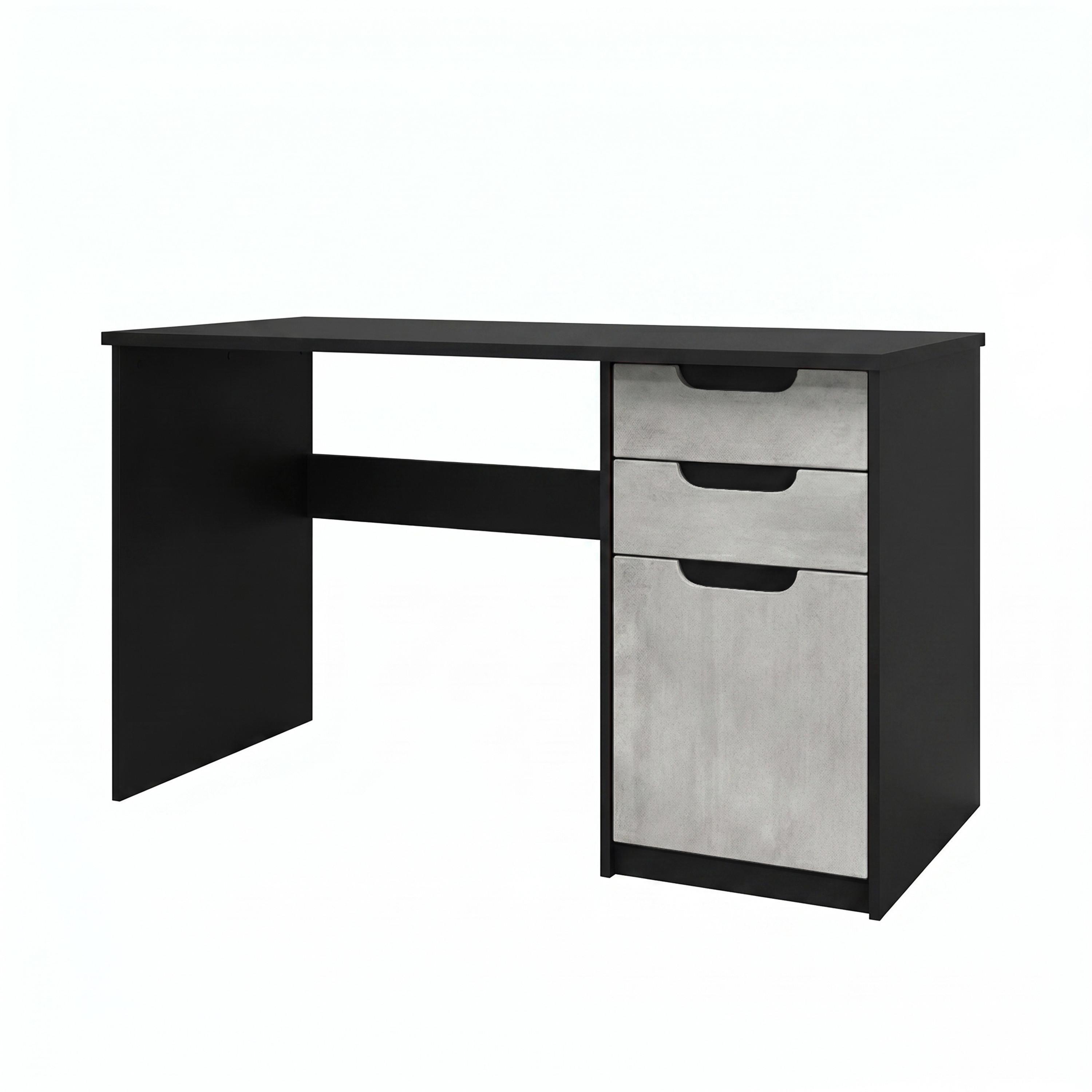 SCHREIBTISCH Logan Fronten in Beton Oxid Optik - Hellgrau, Holzwerkstoff (60/129/76cm) - Vladon