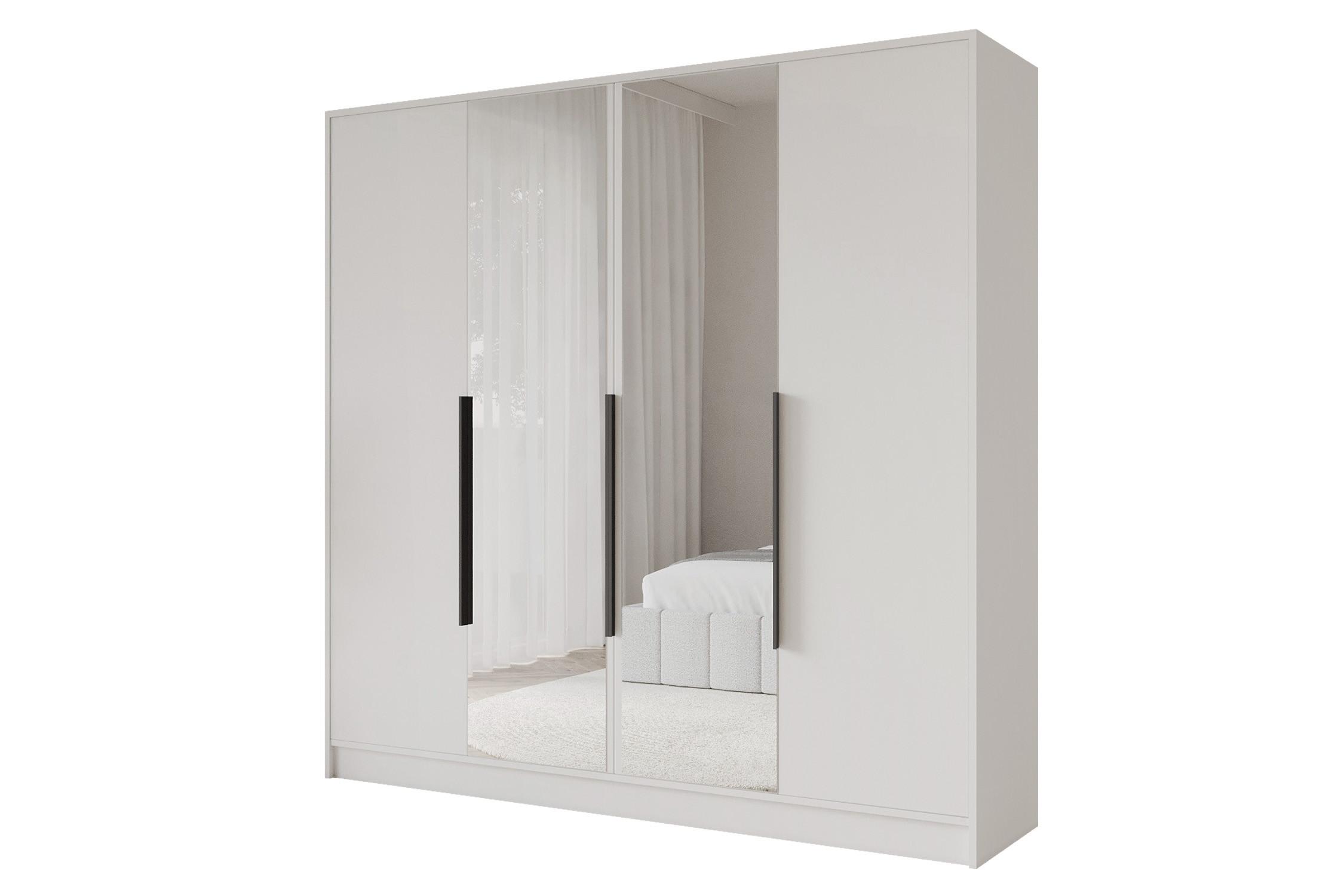 KLEIDERSCHRANK - LESE - 200 - Weiß - Schwarz/Weiß, Holzwerkstoff (200/200/51cm) - ALTDECOR