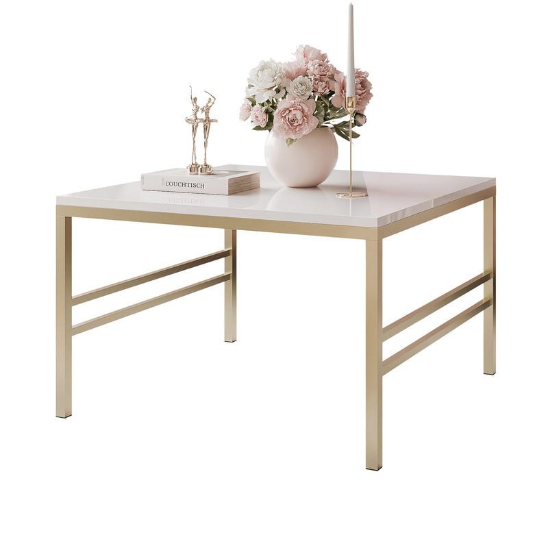 COUCHTISCH FORMA 70/70 cm Quadrat, Gold / Weiß Hochglanz - Weiß Hochglanz/Goldfarben, Metall (70/70/46cm) - Idohome