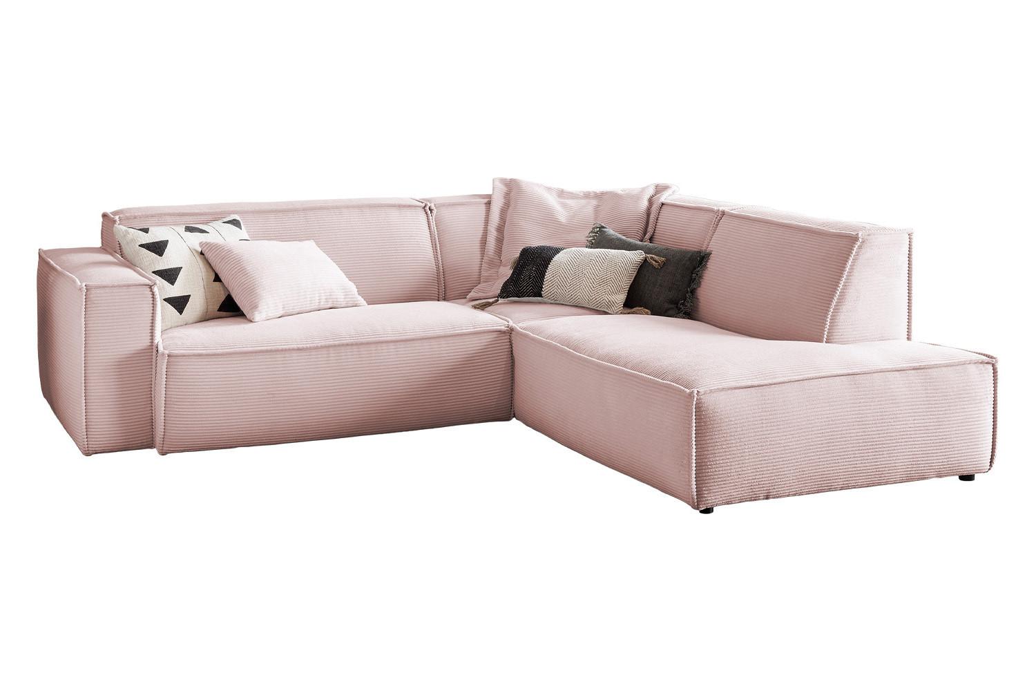 ECKSOFA SAMU Pink Cord - Schwarz/Rosa, Textil (254/224cm) - KAWOLA