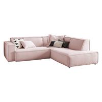 ECKSOFA SAMU Pink Cord - Schwarz/Rosa, Textil (254/224cm) - KAWOLA