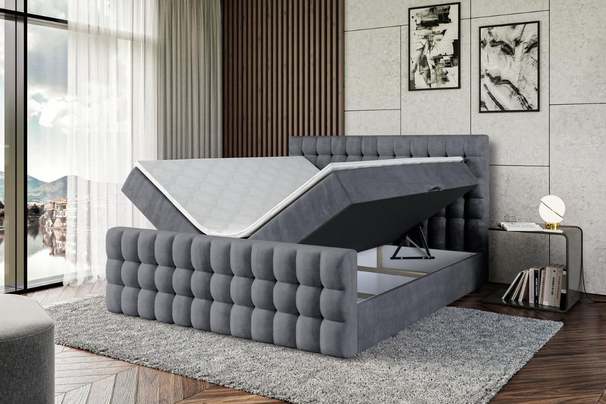 BOXBETT VIONE-Z - 140 x 200 - H4 - Dunkelgrau - Dunkelgrau, Holzwerkstoff (140/200cm) - ALTDECOR
