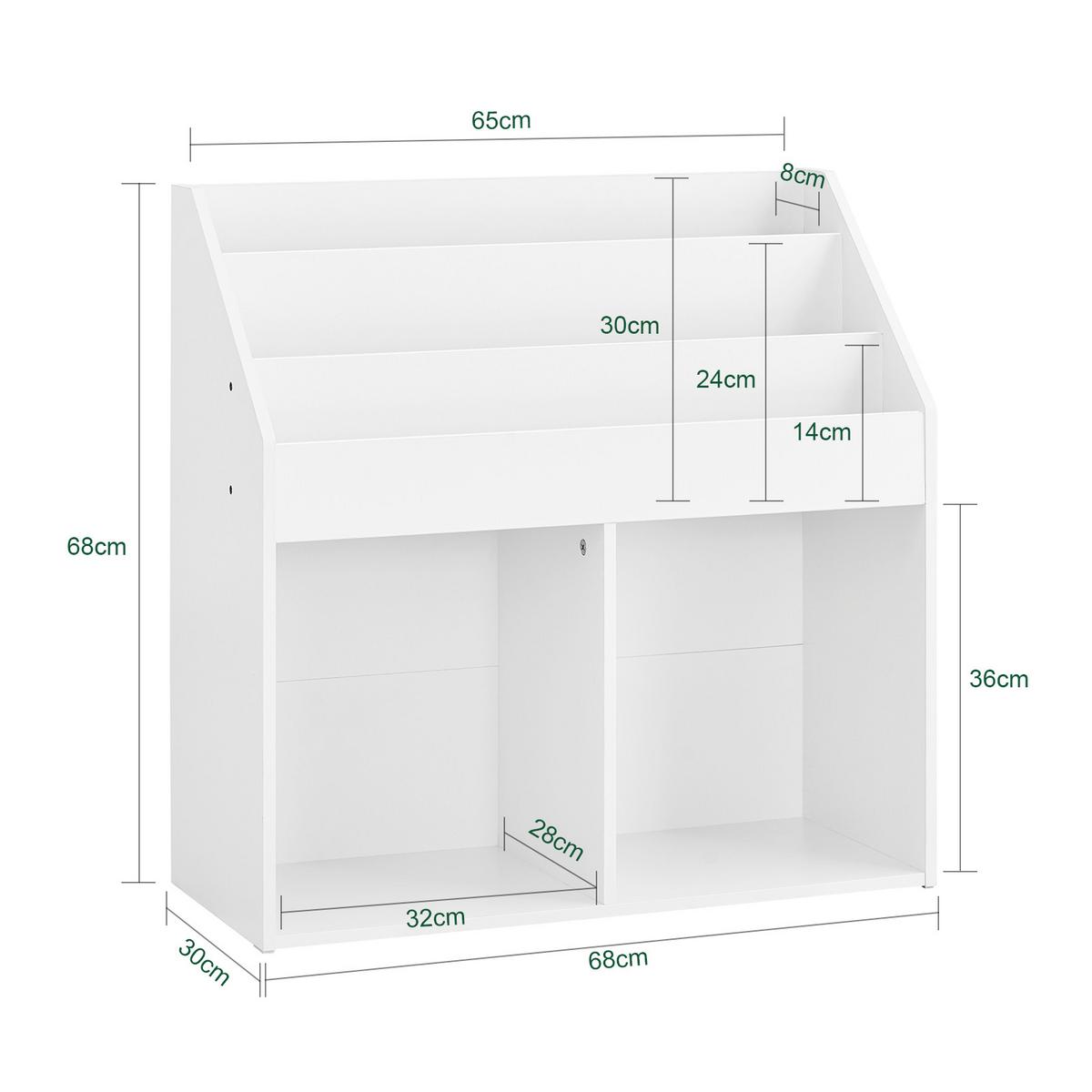 KINDER-BÜCHERREGAL, Kinderregal für Spielzeug, Weiß 68x68x30cm - Weiß, Holzwerkstoff (68/68/30cm) - SoBuy