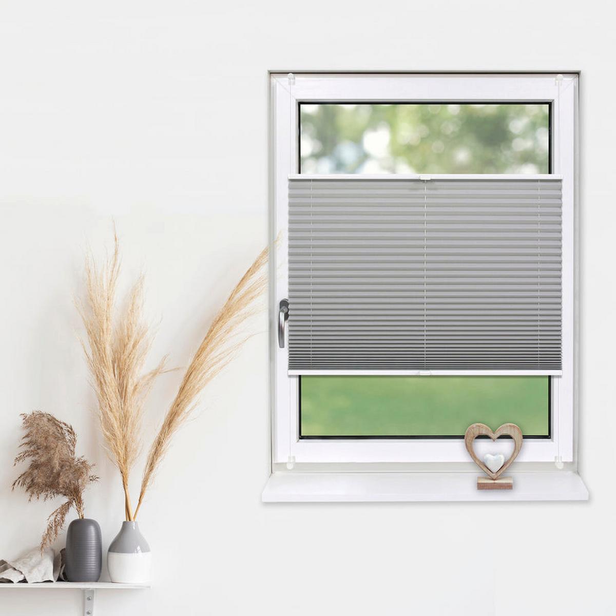 PLISSEE Basic 95 x 210cm Klemmfix ohne Bohren - Grau, Textil (95/210cm) - Deco-Raum