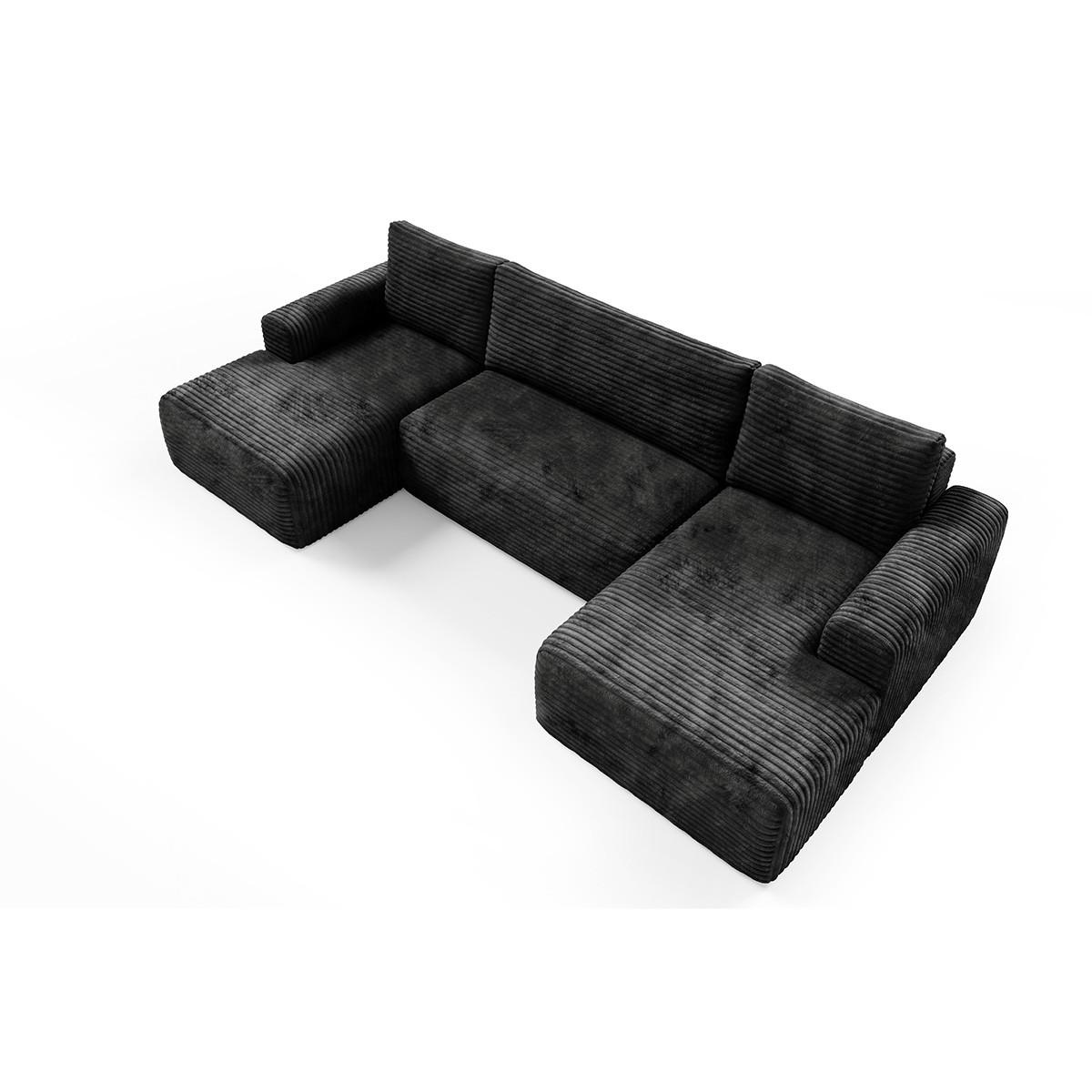PANORAMASOFA Romeo 5 Sitzplätze Schwarz - Schwarz, Holz (345/92/163cm) - Petits-meubles