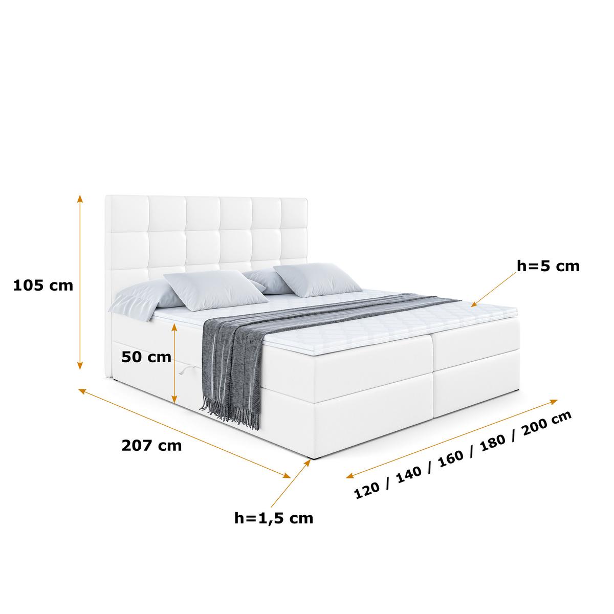 BOXBETT mit H4-Matratze und Lattenrost - APO - 140x200 Weiß Hochglanz - Weiß Hochglanz, Holzwerkstoff (140/200cm) - ALTDECOR