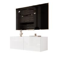 TV-LOWBOARD weiß hochglanz, hängend mit LED-Beleuchtung - Weiß Hochglanz, Holzwerkstoff (100/36/40cm) - Idohome