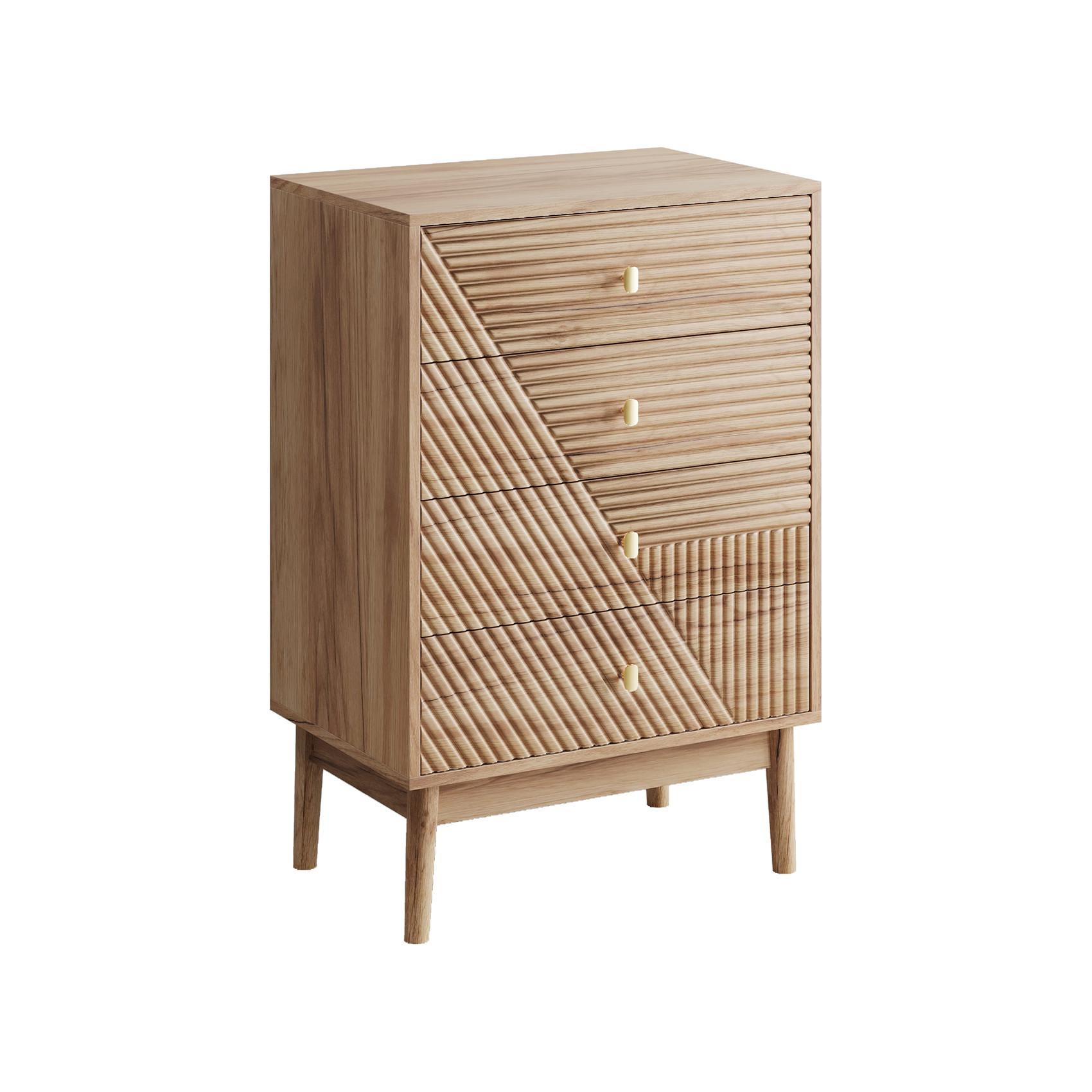SIDEBOARD 60 cm Eiche – Schubladenschrank mit 4 Schubladen & Holzbeinen Modern - Eichefarben, Holzwerkstoff (60/90/40cm) - Urban Meuble