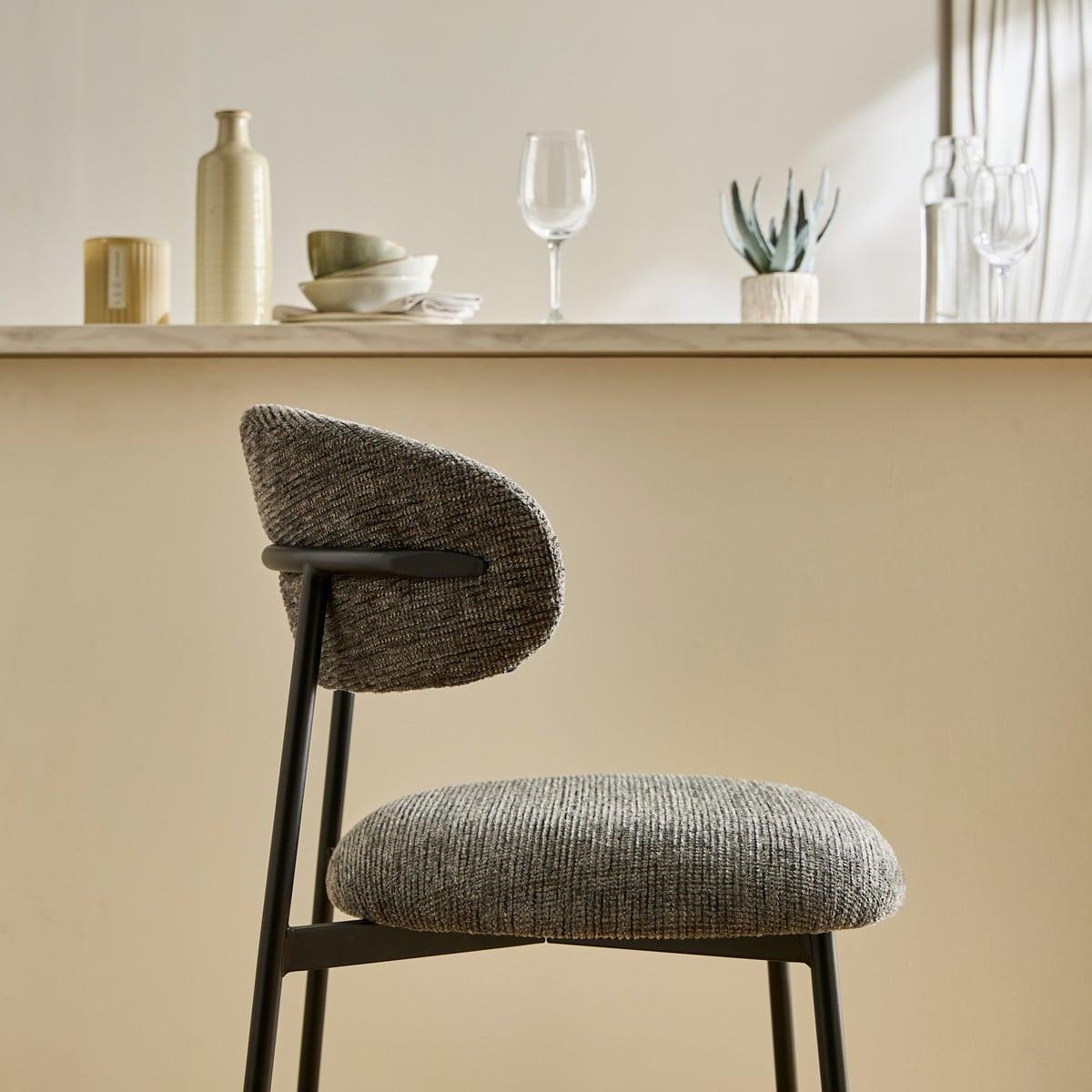 2ER-SET Hocker aus meliertem Stoff mit Metallbeinen Draco 52/53/94 cm - Grau, Holzwerkstoff (46/94/55cm) - Calicosy