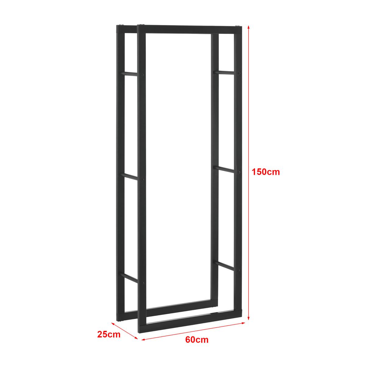 KAMINHOLZREGAL Täby - Schwarz, Metall (60/150/25cm) - [en.casa]